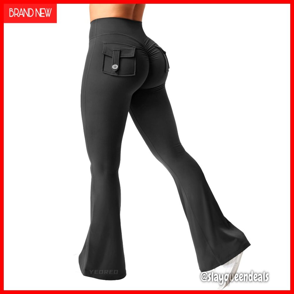 High Waist Flare Leggings with Pockets, Scrunch Butt Lifting, Workout Yoga Pants